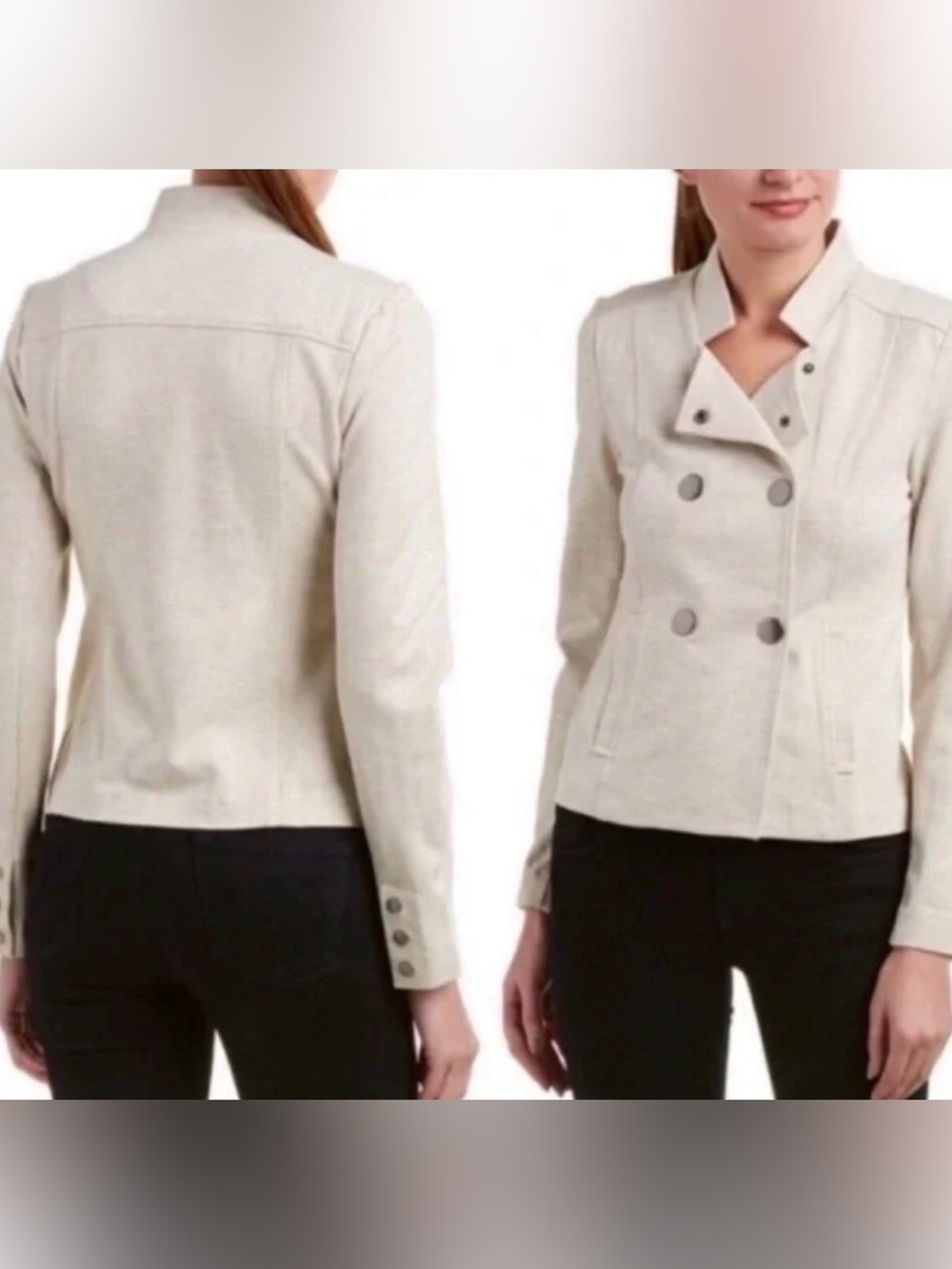 Cabi #3028 XS Charlie Double Breasted Moto Knit Jacket Preppy Business Casual